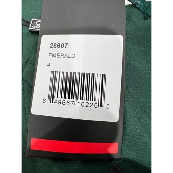 New La Femme Size 4 Strappy Back Satin Ballgown Emerald Green *Prom - Picture 12 of 14